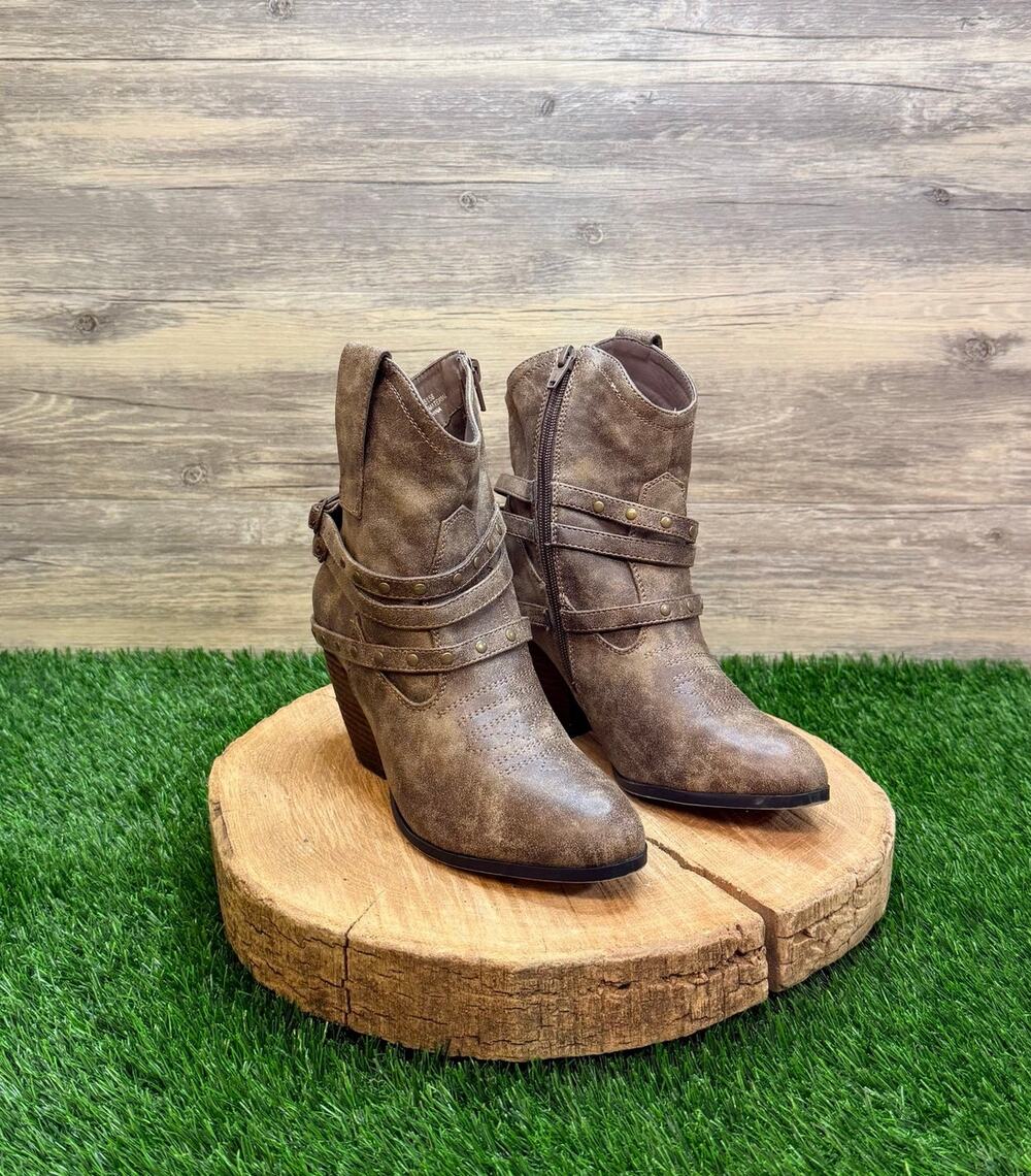 Cato Women - Size 7 - Brown Buckle Zipper Ankle Faux Leather Boots